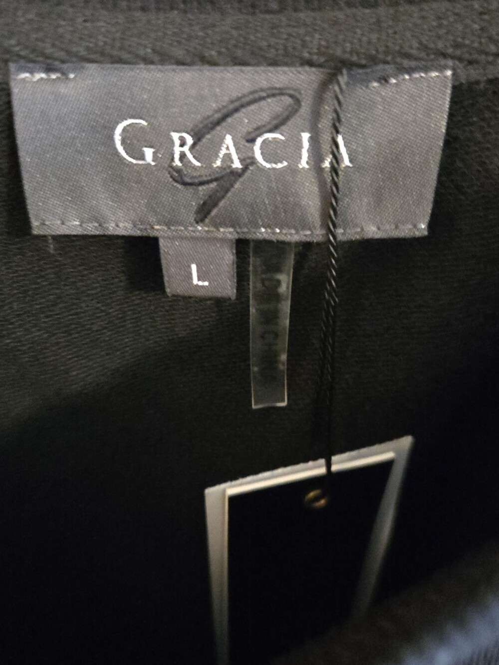 NEW Gracia Black Ruffle-Shoulder Crewneck Sz Large - Picture 6 of 7